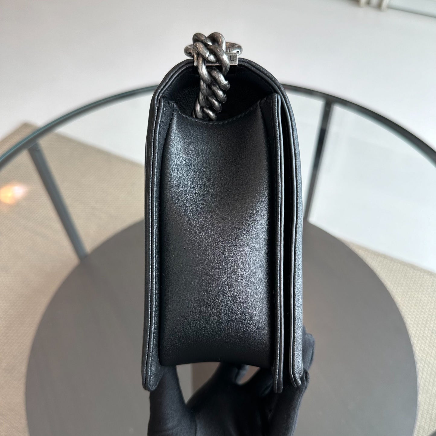 Boy New Medium 28CM Lambskin Black RSHW No 18