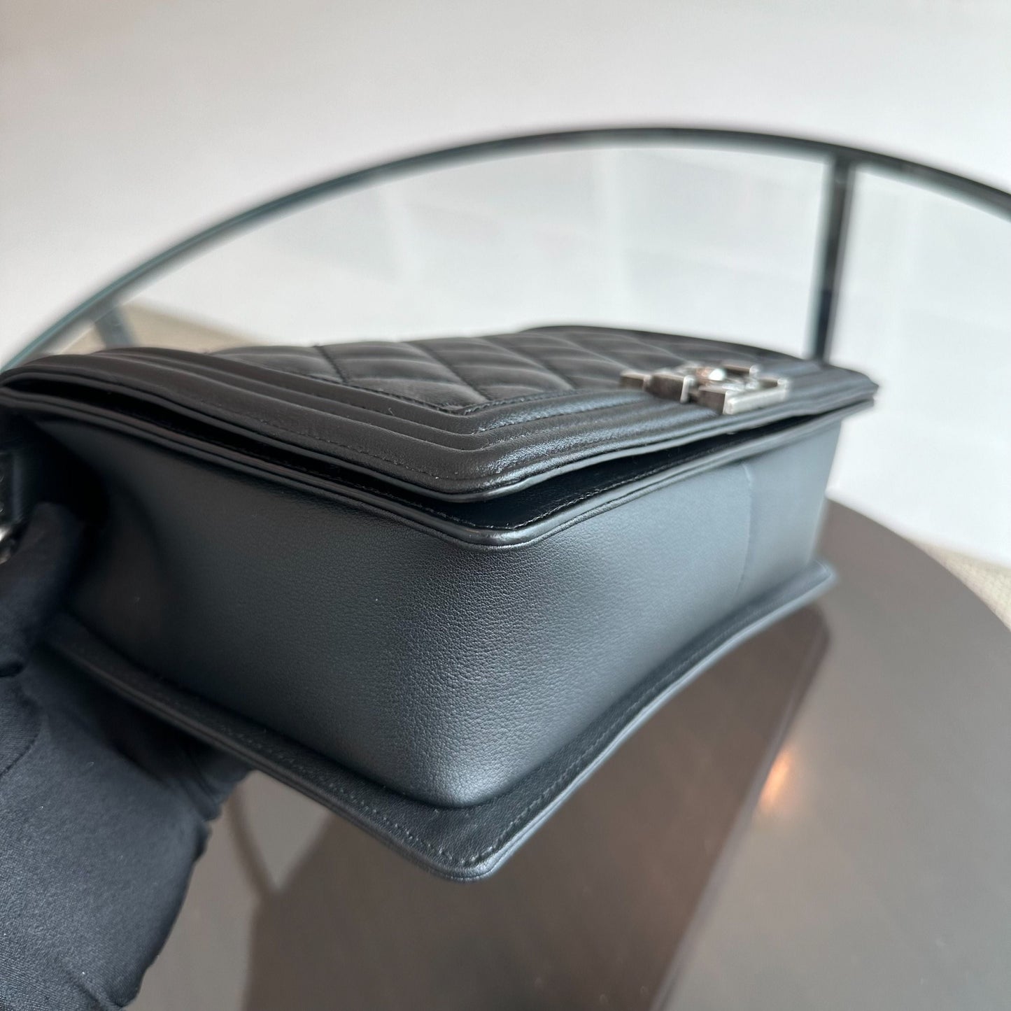 Boy New Medium 28CM Lambskin Black RSHW No 18