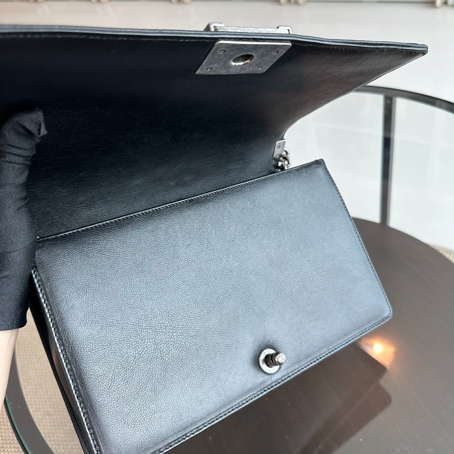 Boy New Medium 28CM Lambskin Black RSHW No 18