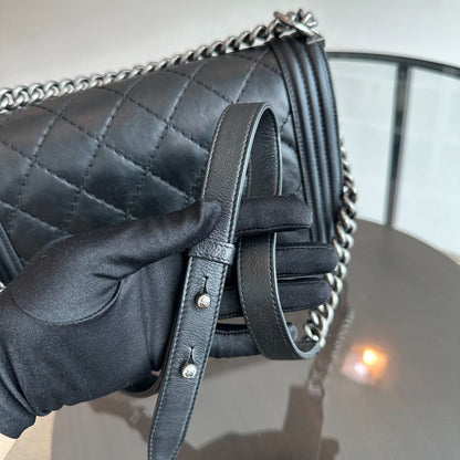 Boy New Medium 28CM Lambskin Black RSHW No 18