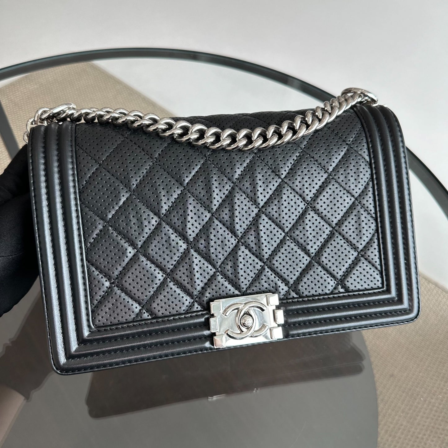 Boy New Medium 28CM Lambskin Leboy Black SHW No 19