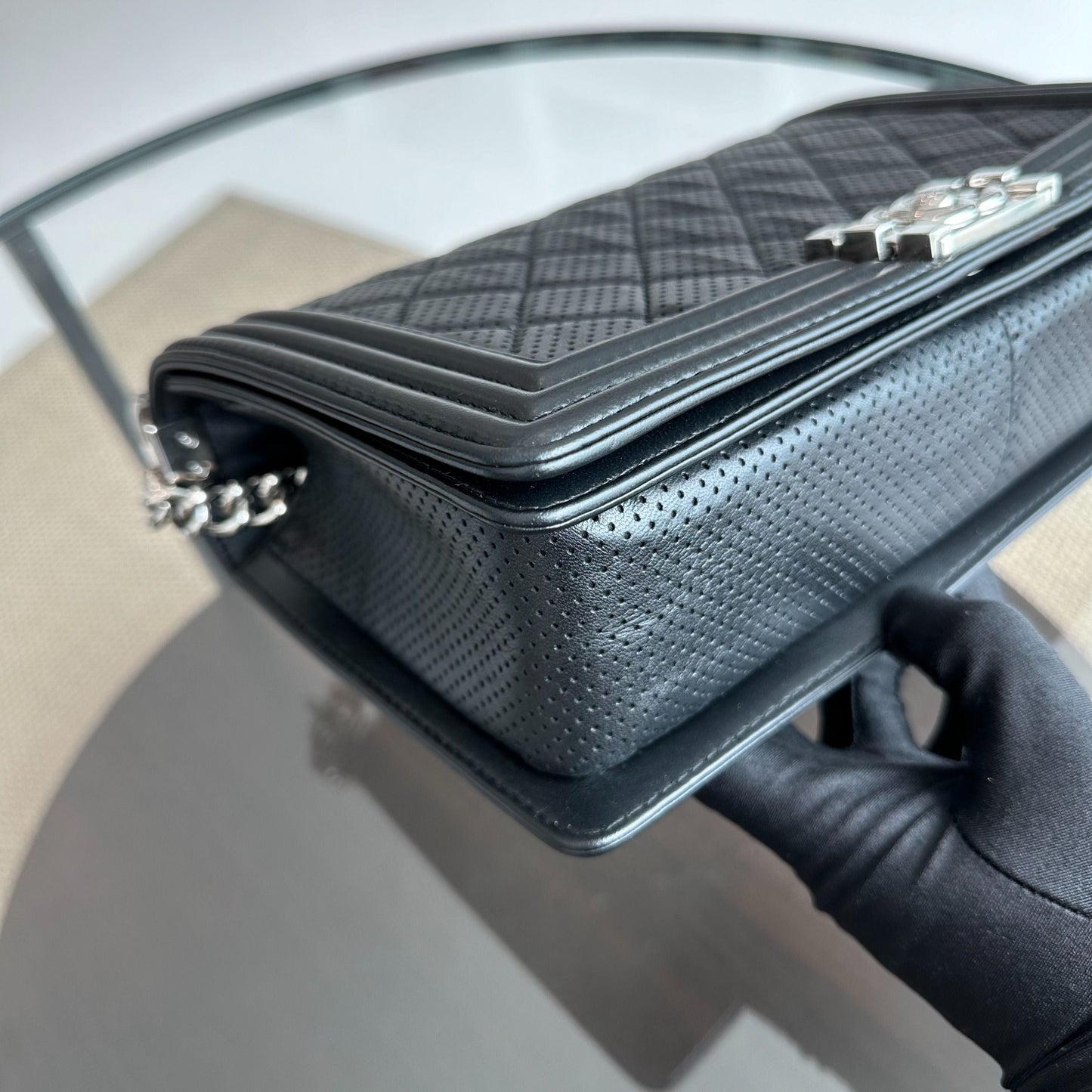 Boy New Medium 28CM Lambskin Leboy Black SHW No 19