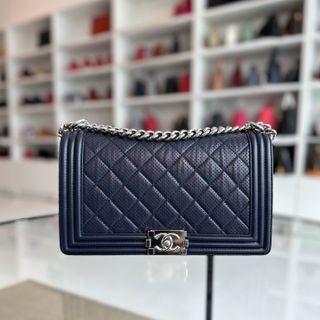 Boy New Medium 28cm Leboy Lambskin Dark Blue No 19
