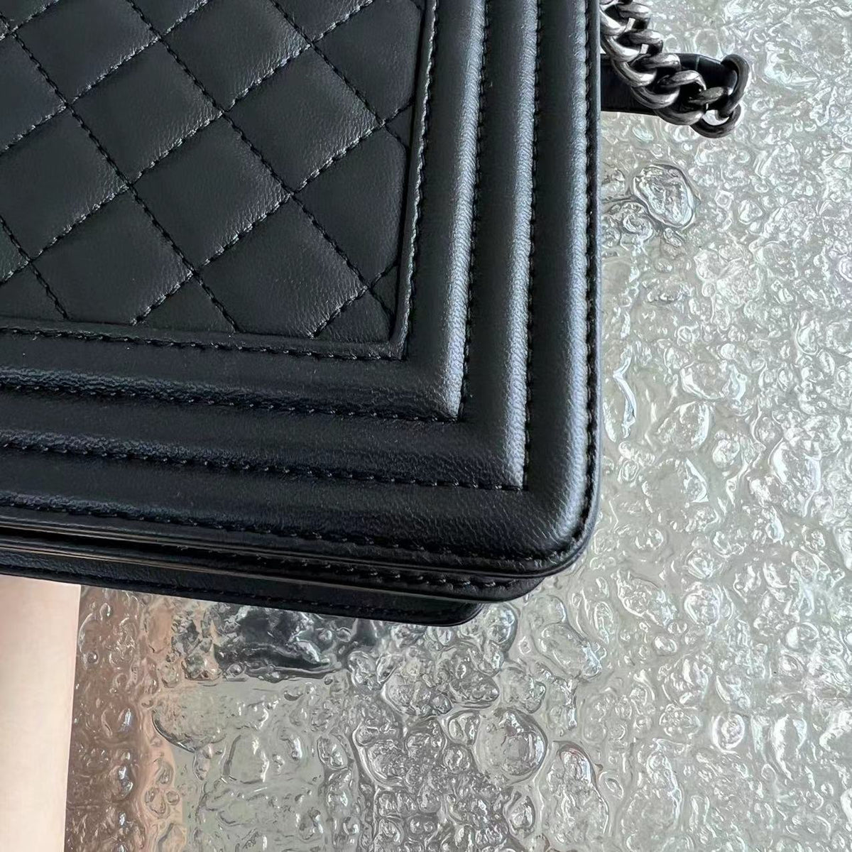Boy New Medium 28CM Quilted Lambskin Black Silver Hardware Series 24