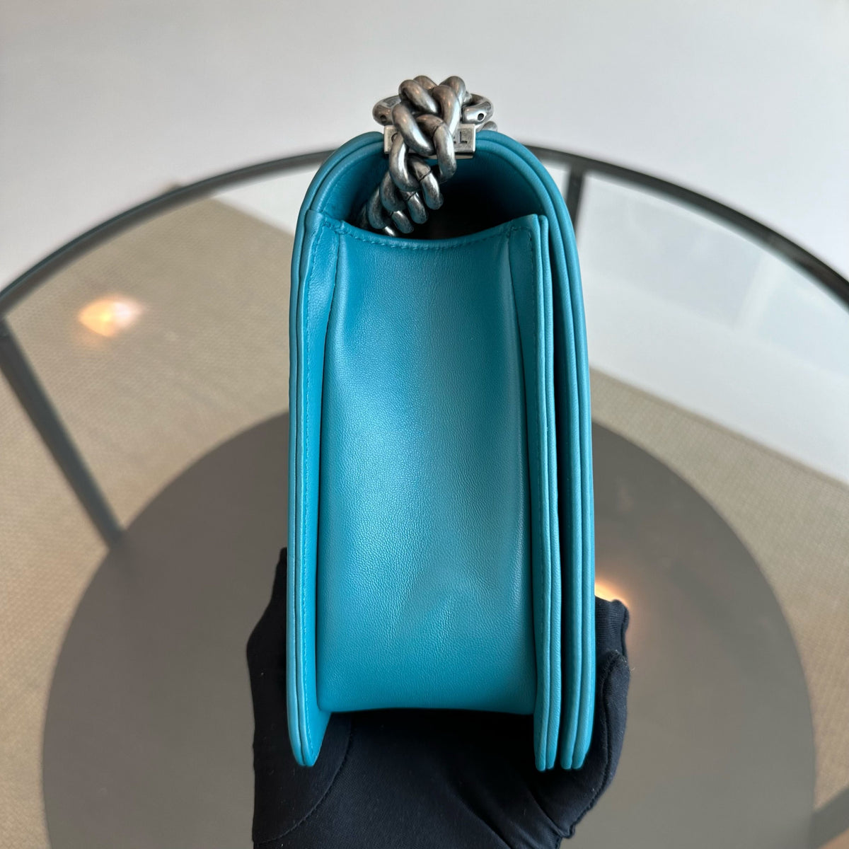 Boy New Medium 28CM Quilted Lambskin LeBoy Blue SHW No 19