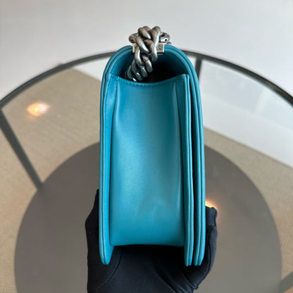 Boy New Medium 28CM Quilted Lambskin LeBoy Blue SHW No 19