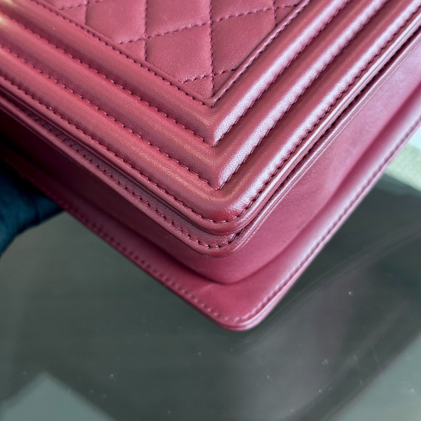 Boy New Medium 28CM Quilted Lambskin Leboy Burgundy GHW No 19