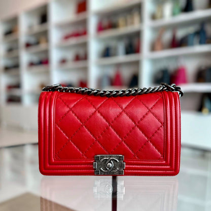 Boy Old Medium 25cm Calfskin Red RSHW No 1