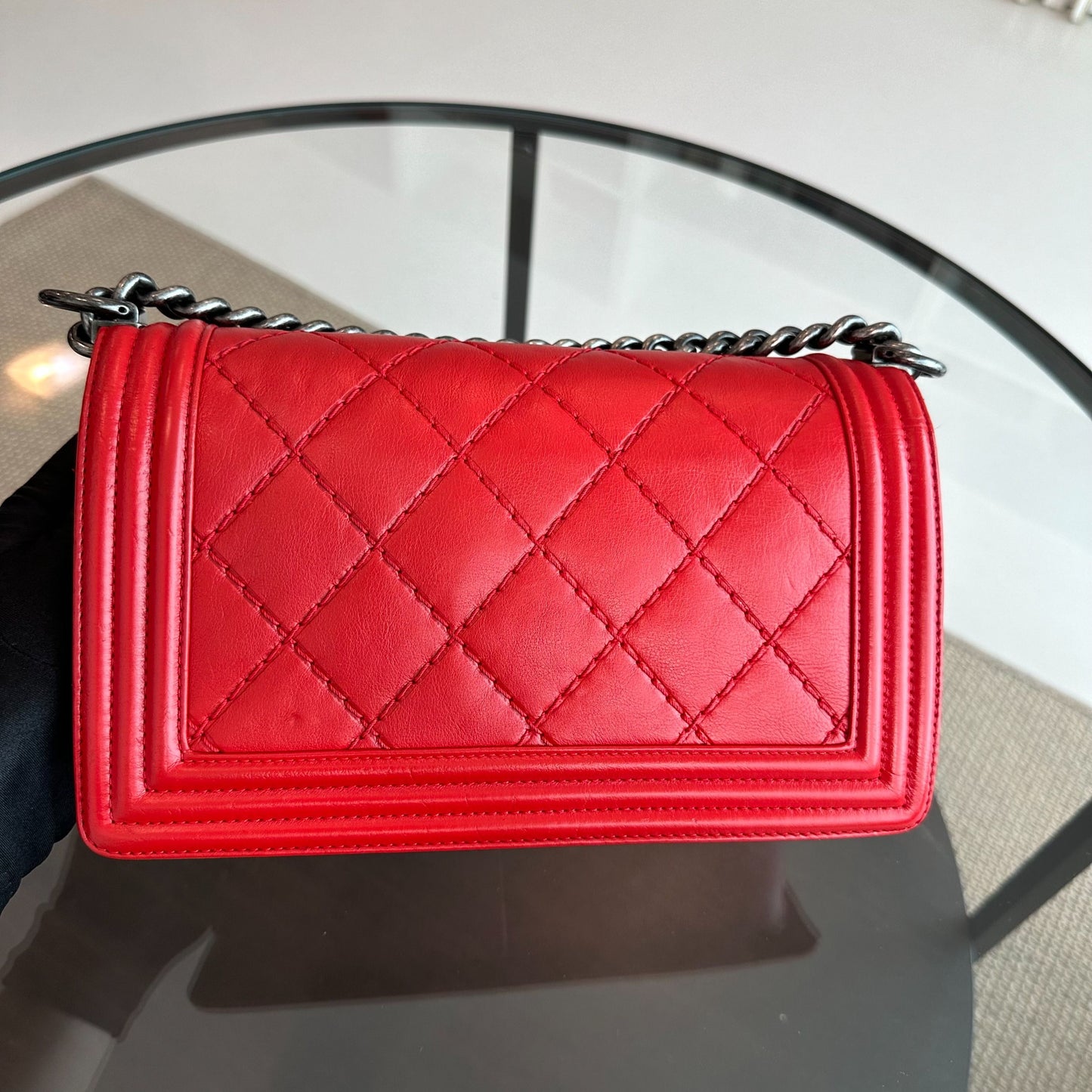 Boy Old Medium 25cm Calfskin Red RSHW No 1