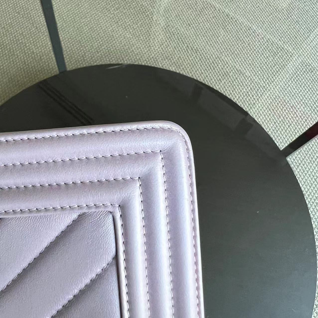 Boy Old Medium 25CM Chevron Calfskin Iridescent Pink Light Golden Hardware Series 25