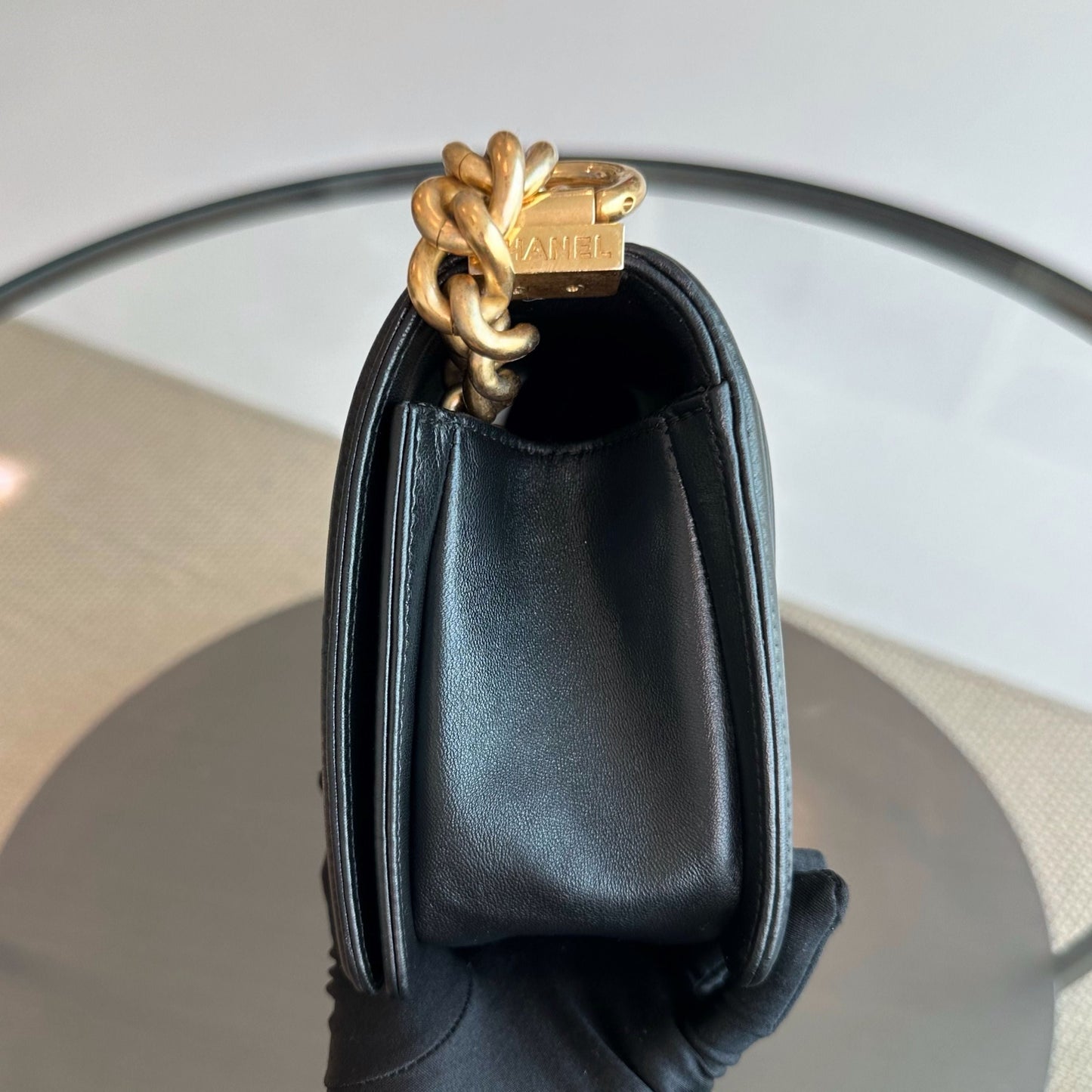 Boy Old Medium 25CM Lambskin Black GHW No 24