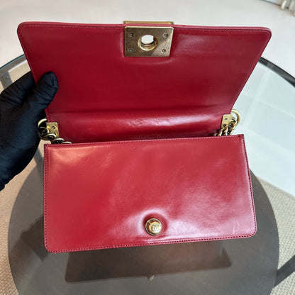 Boy Old Medium 25CM Lambskin Burgundy Flap No 15