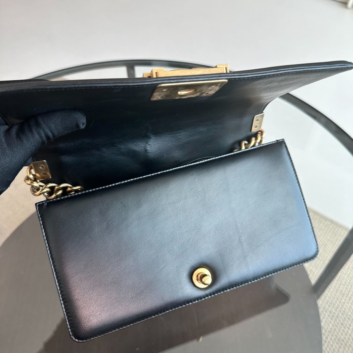 Boy Old Medium 25CM Lambskin Leboy Black GHW No 19