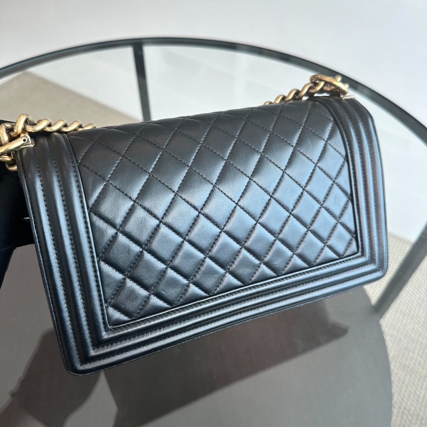 Boy Old Medium 25CM Lambskin Leboy Black GHW No 19