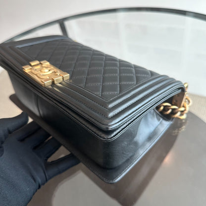 Boy Old Medium 25CM Lambskin Leboy Black GHW No 19