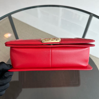 Boy Old Medium 25CM Lambskin Leboy Red GHW No 21