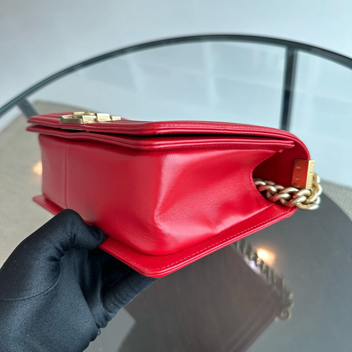 Boy Old Medium 25CM Lambskin Leboy Red GHW No 21