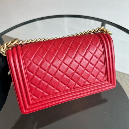 Boy Old Medium 25CM Lambskin Leboy Red GHW No 21