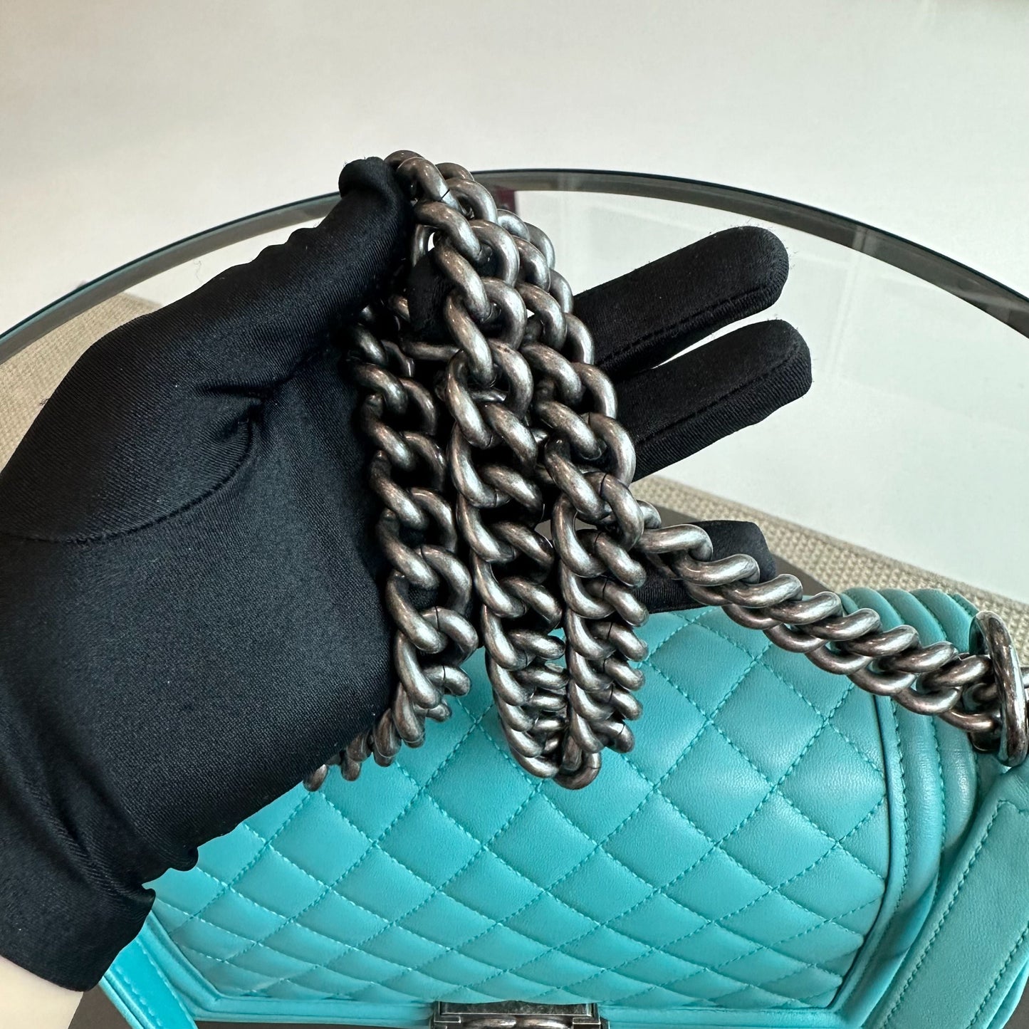 Boy Old Medium 25cm Lambskin Tiffany Baby Blue No 19