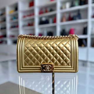 Boy Old Medium 25cm Patent Leather Gold GHW No 19