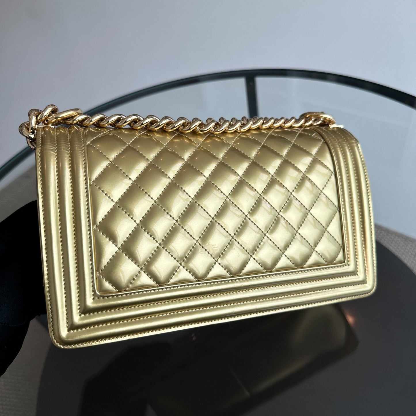 Boy Old Medium 25cm Patent Leather Gold GHW No 19