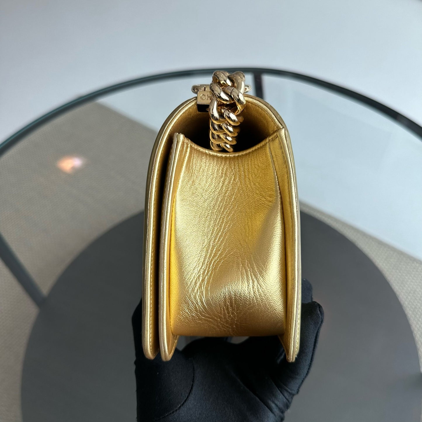 Boy Old Medium 25cm Patent Leather Gold GHW No 19