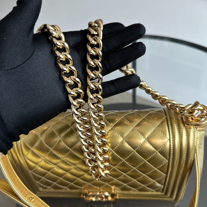 Boy Old Medium 25cm Patent Leather Gold GHW No 19