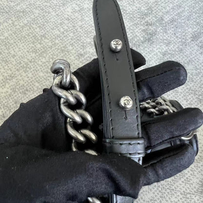 Boy Old Medium 25CM Quilted Calfskin Black Silver Hardware Leboy Series 18