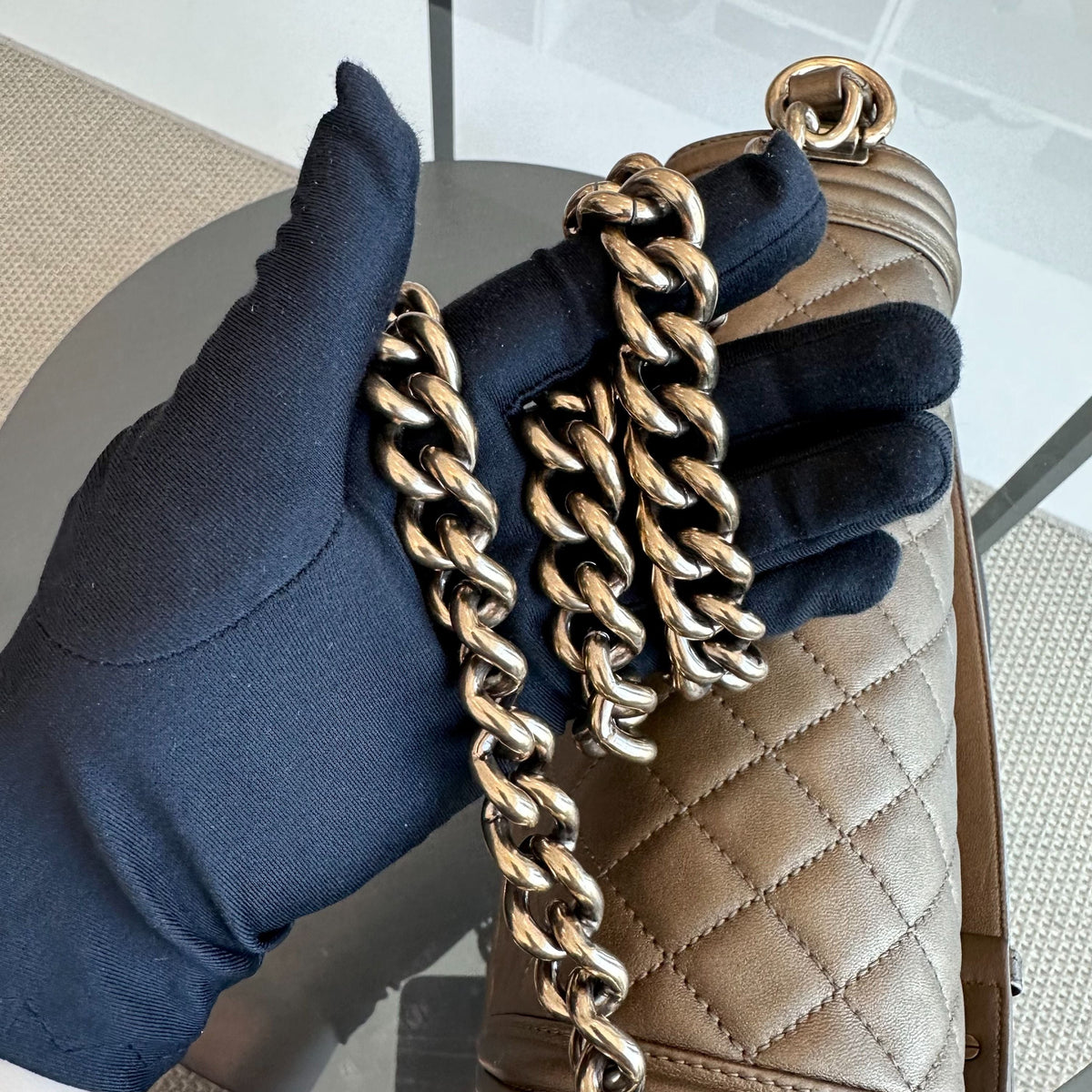 Boy Old Medium 25CM Quilted Lambskin Bronze GHW No 16