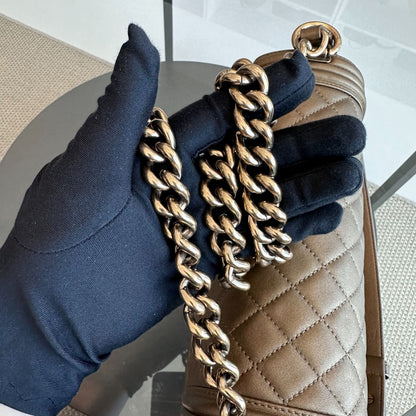 Boy Old Medium 25CM Quilted Lambskin Bronze GHW No 16