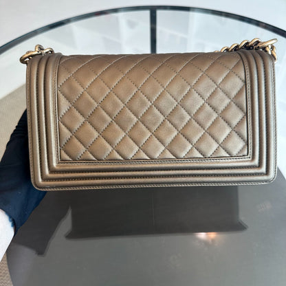 Boy Old Medium 25CM Quilted Lambskin Bronze GHW No 16