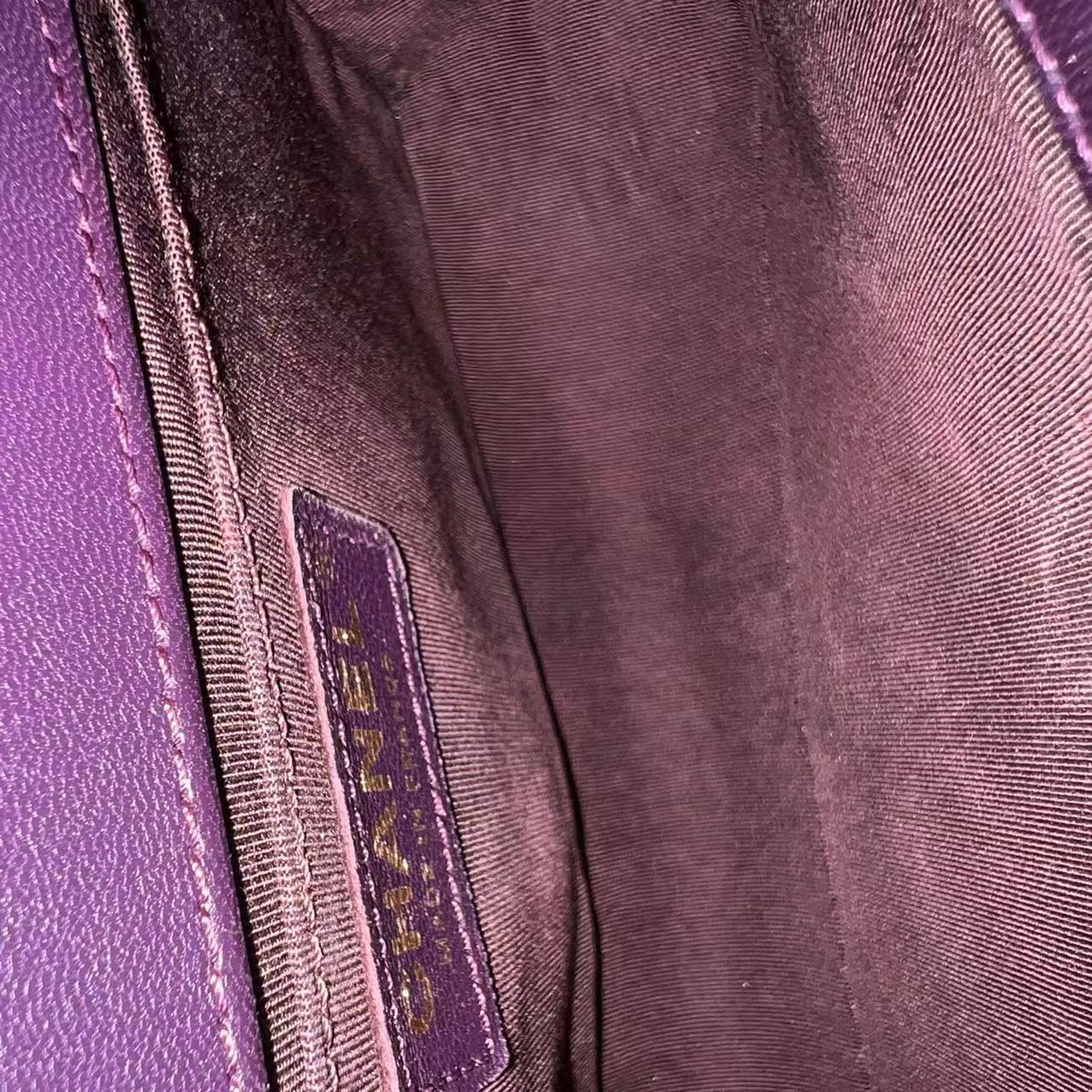 Boy Old Medium 25CM Quilted Lambskin Dark Purple Violet Leboy Golden Hardware Series 23