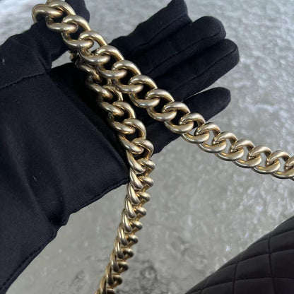 Boy Old Medium 25CM Quilted Lambskin Dark Purple Violet Leboy Golden Hardware Series 23