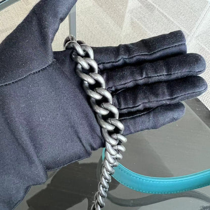 Boy Old Medium 25CM Quilted Lambskin Tiffany Blue Leboy Ruthenium Silver Hardware Series 19