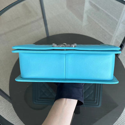 Boy Old Medium 25CM Quilted Lambskin Tiffany Blue Leboy Ruthenium Silver Hardware Series 19