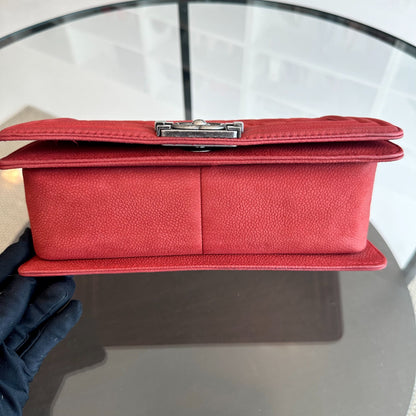 Boy Old Medium 25CM Quilted Suede Caviar Calfskin Leboy Red RSHW No 18