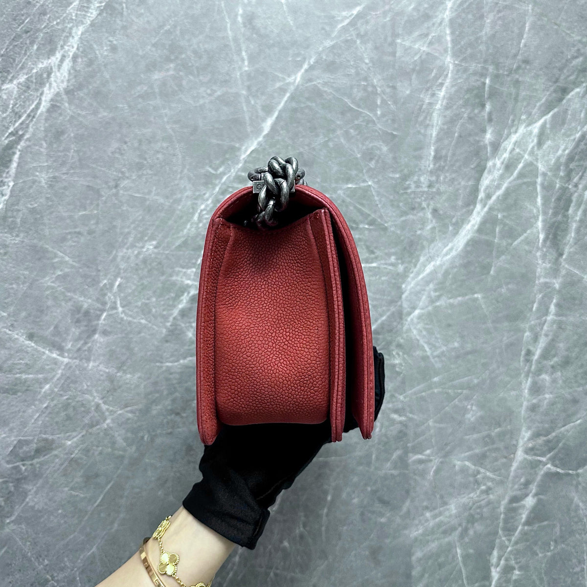 Boy Old Medium Caviar Suede Calfskin Red SHW No 18