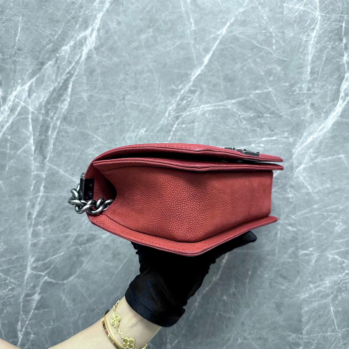 Boy Old Medium Caviar Suede Calfskin Red SHW No 18