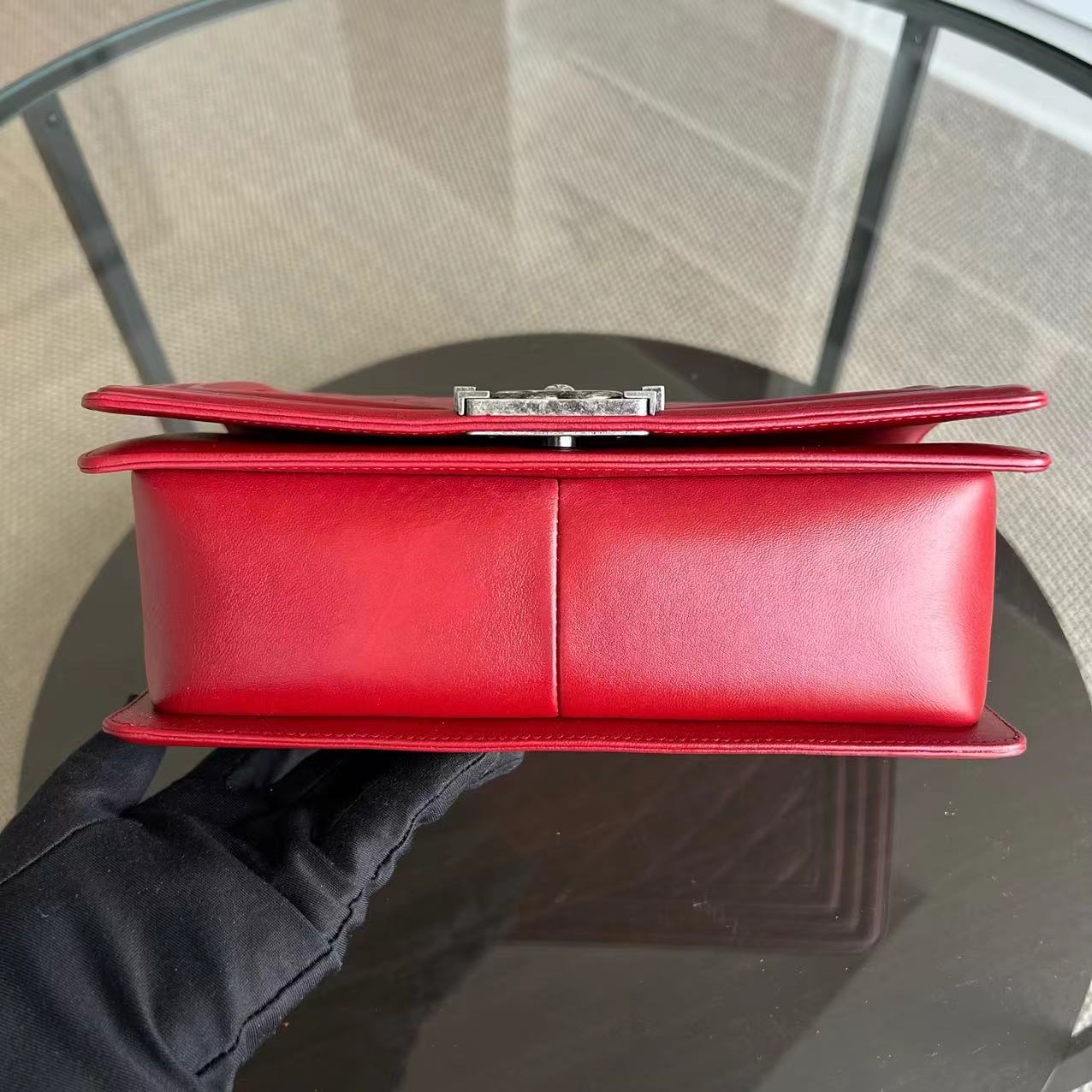 Boy Old Medium Quilted Lambskin Leboy Red RSHW No 18