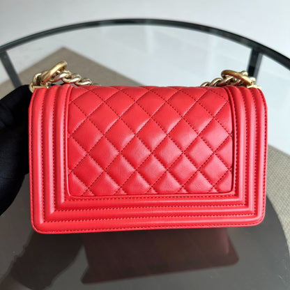 Boy Small 20CM calfskin Quilted Orange Leboy GHW No 23