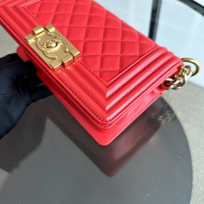 Boy Small 20CM calfskin Quilted Orange Leboy GHW No 23