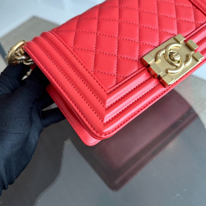 Boy Small 20CM calfskin Quilted Orange Leboy GHW No 23