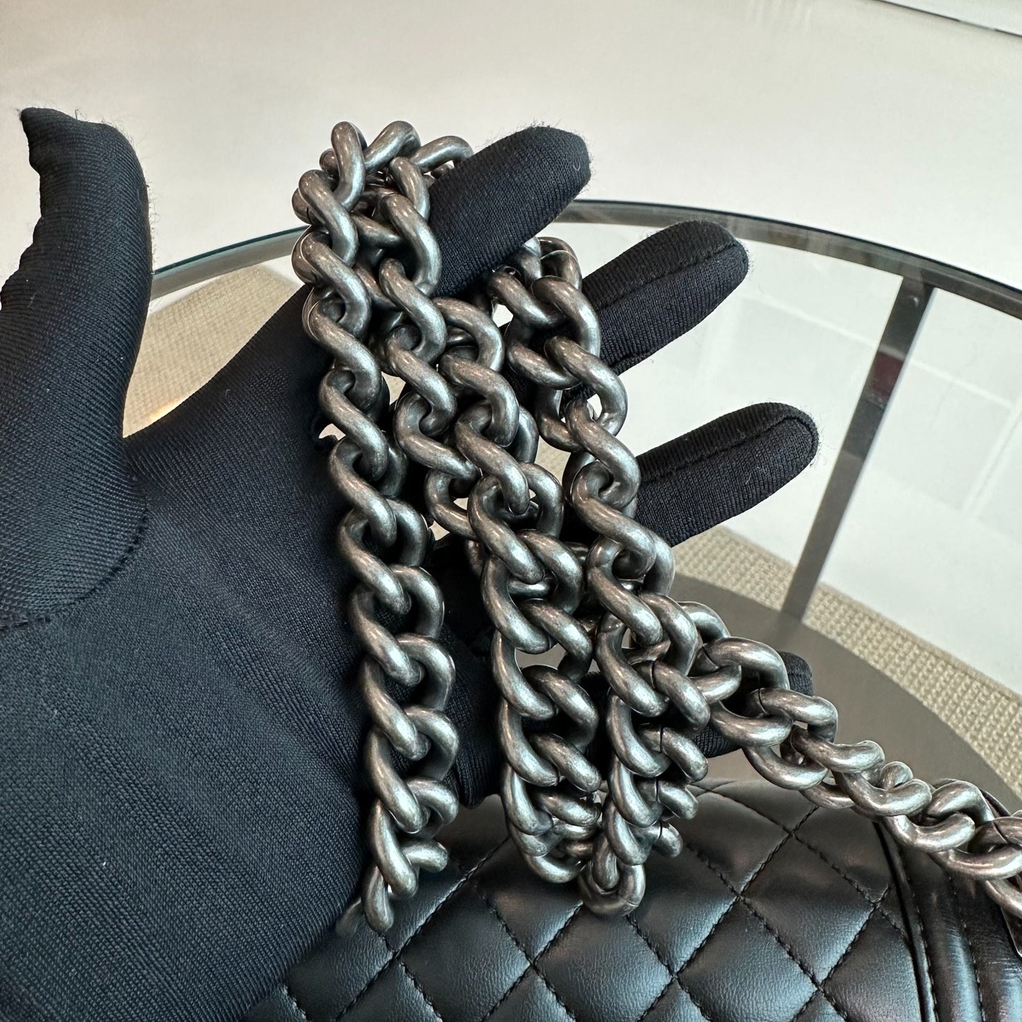 Boy Small Lambskin Quilted Black SHW No 22