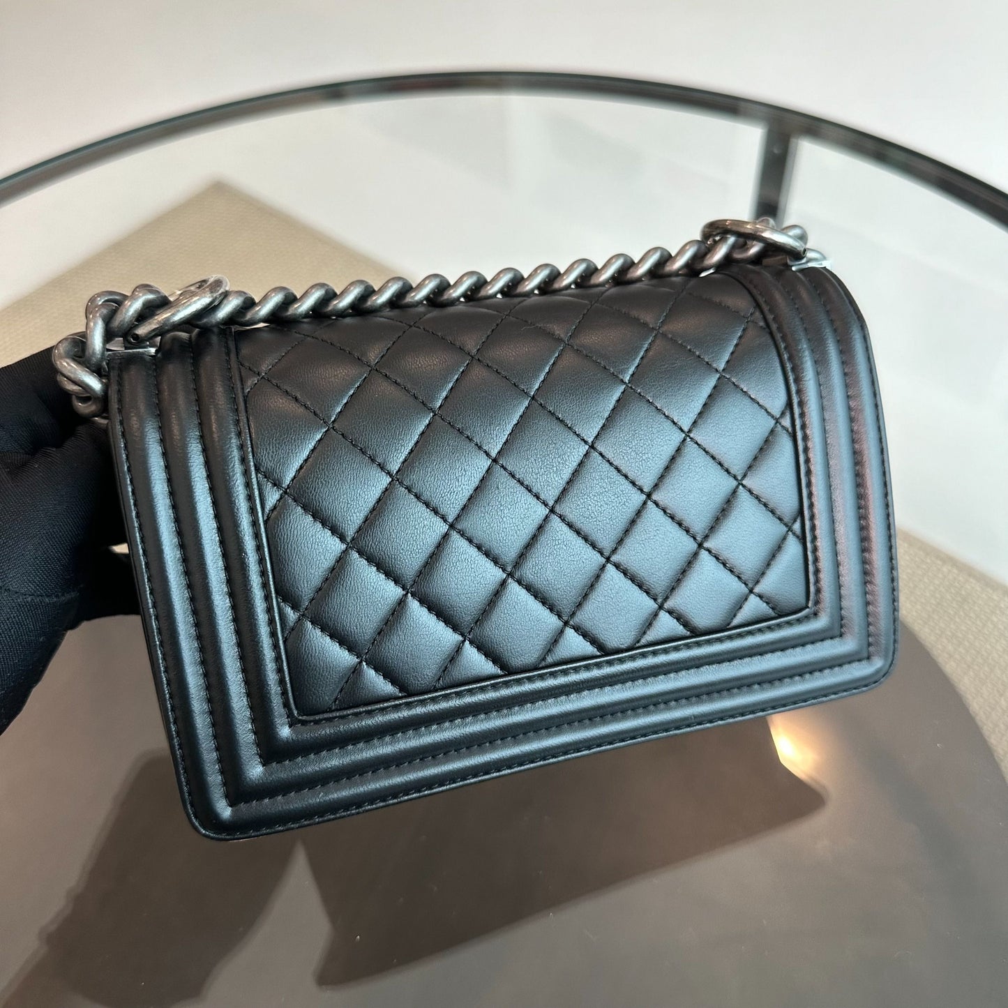 Boy Small Lambskin Quilted Black SHW No 22