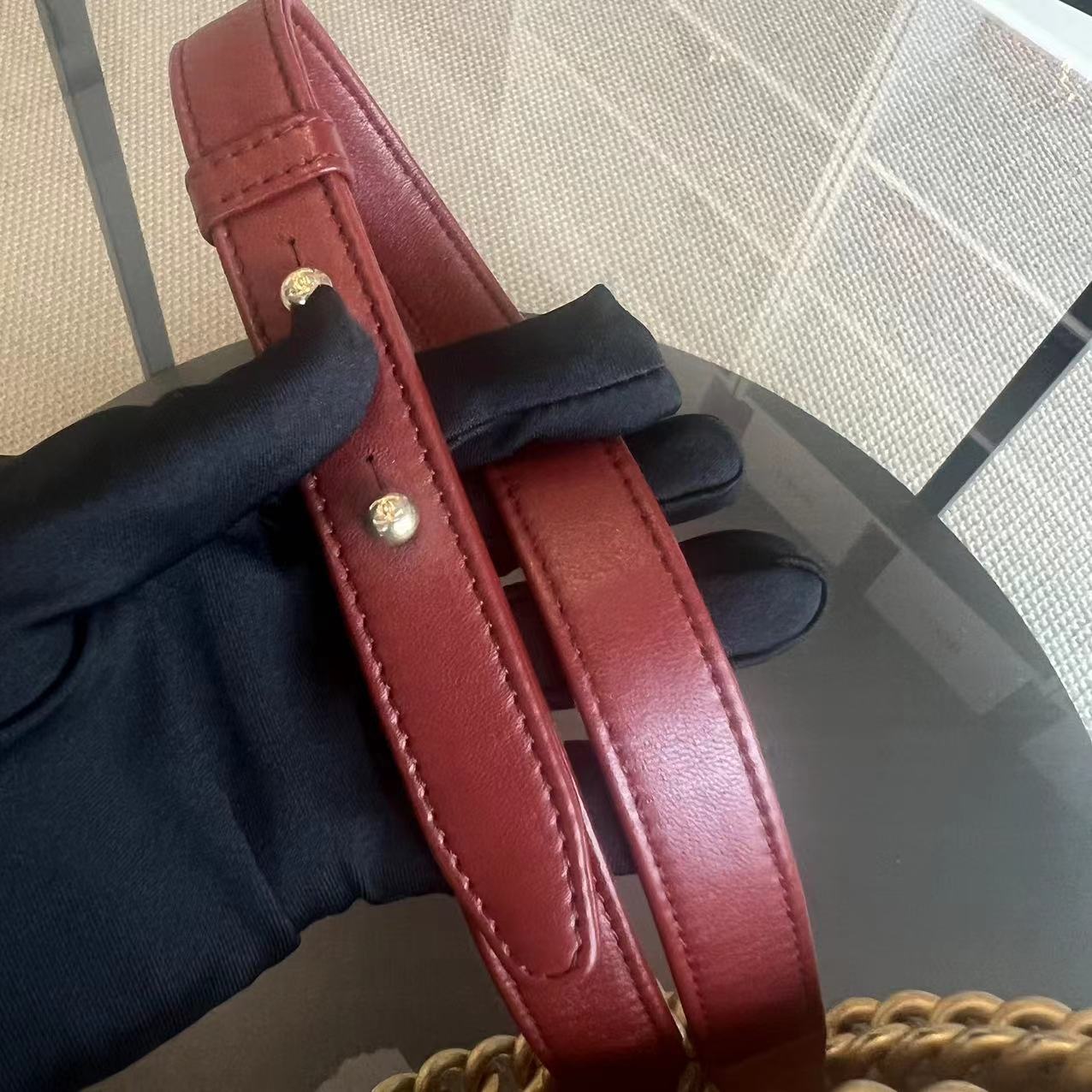 Boy Small Quilted Lambskin Dark Red Golden Hardware Leboy Series 24