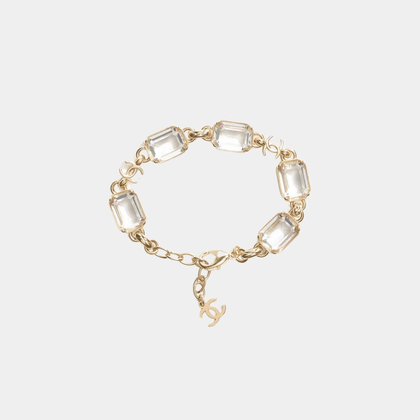 Bracelet in Gold Metal & Diamantes with CC Charm