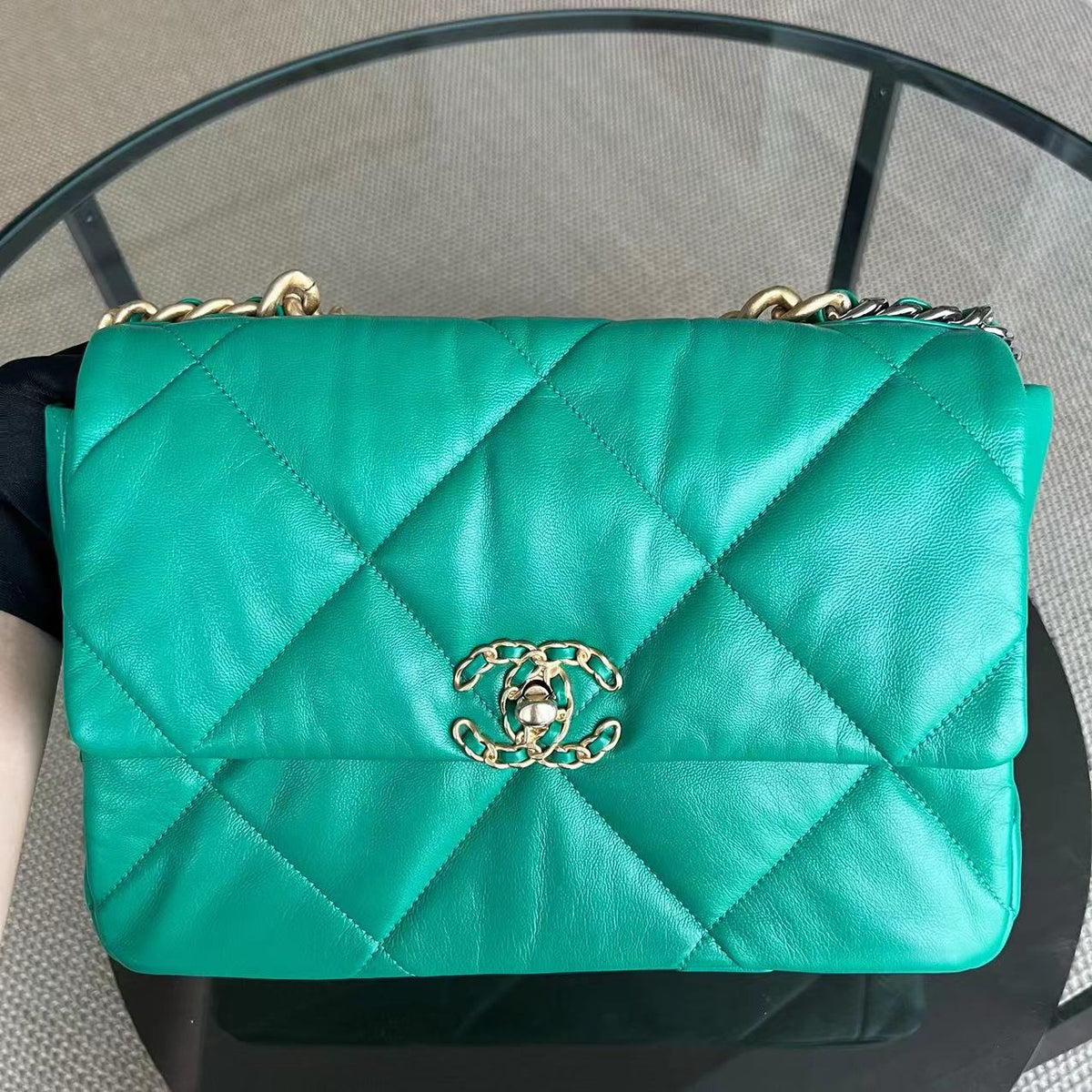 C19 Medium 19 Bag Quilted Goatskin Green Two-Tone Hardware Series 30