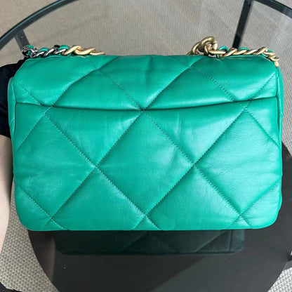 C19 Medium 19 Bag Quilted Goatskin Green Two-Tone Hardware Series 30
