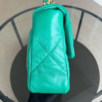 C19 Medium 19 Bag Quilted Goatskin Green Two-Tone Hardware Series 30