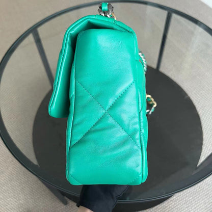 C19 Medium 19 Bag Quilted Goatskin Green Two-Tone Hardware Series 30